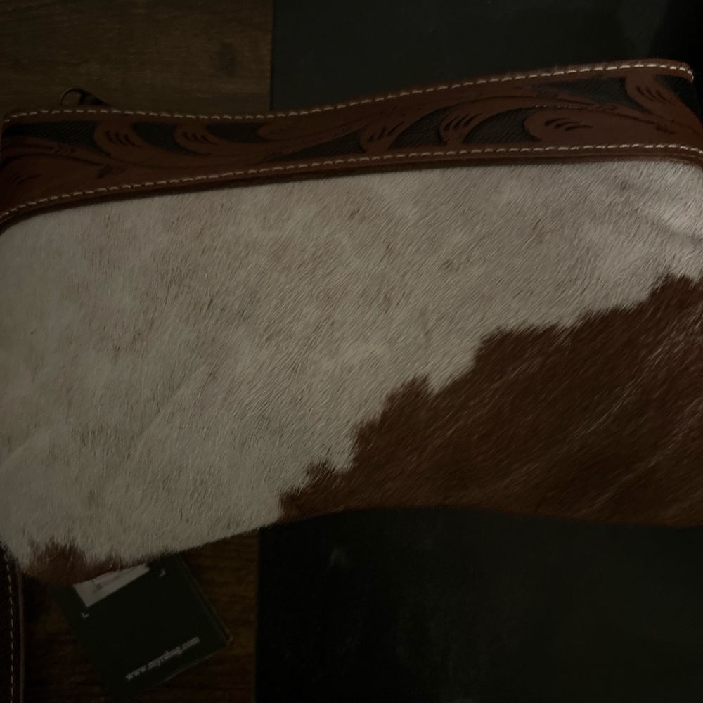 Brown and White Leather Women’s 3 in 1 Handbag Purse and Wallet